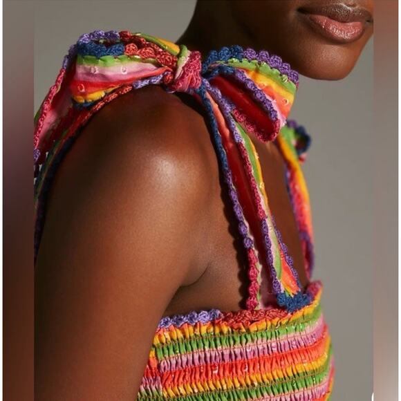 House Of Harlow 1960 Revolve Tropical Fruit and Colorful Stripes Maxi Dress - Picture 4 of 7